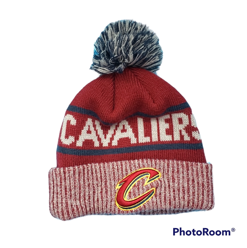 New Era NBA Cleveland Cavaliers Knit Hat Cuffed w/ Pom Excellent Condition